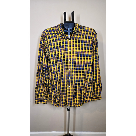 Ralph Lauren Mens Button Up Shirt XL Xtra Large Long Sleeve Plaid Custom Fit - Picture 1 of 7